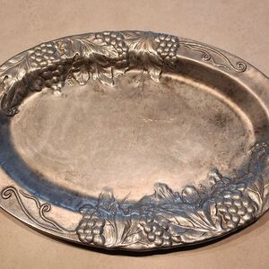 Wilton Armetale Oval Serving Tray with Grape Design